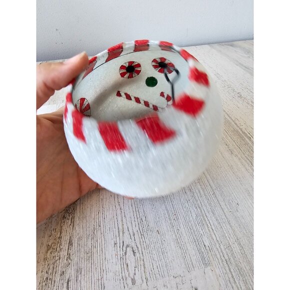 Dept 56 glass tea light snowman glitter sparkle 43333 candy cane vote - Picture 5 of 8